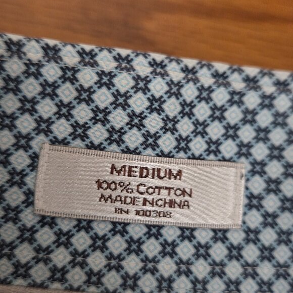 Peter Millar Shirt Men's Medium Black Mint Geometric Diamond Button Down Pocket - Picture 8 of 11